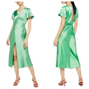 TOPSHOP Angel Sleeve Bias Cut Satin Midi Dress